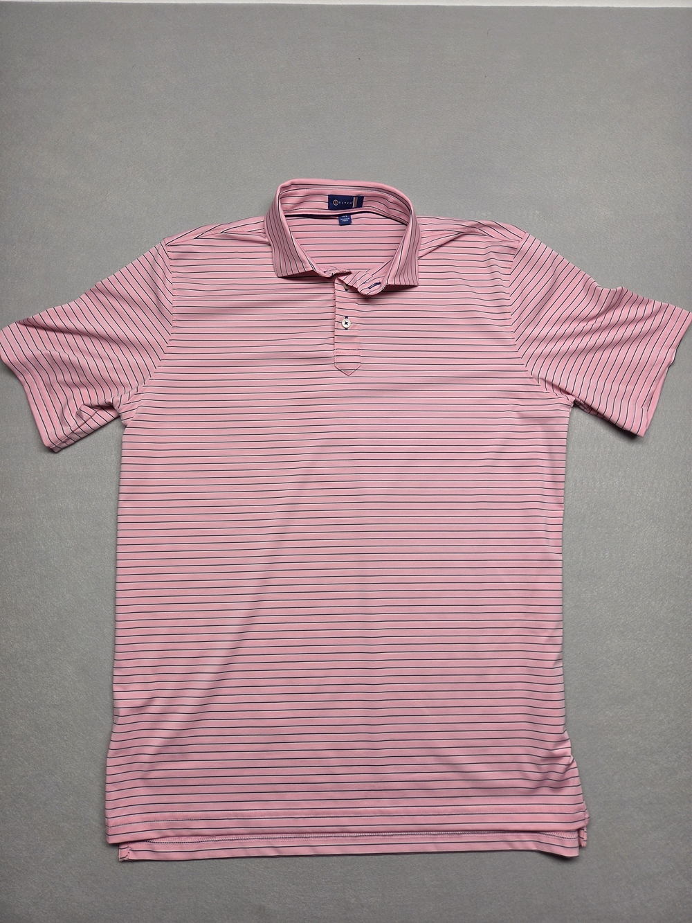 Stitch Pink With Blue/White Stripe Performance Polo Mens ML Size
